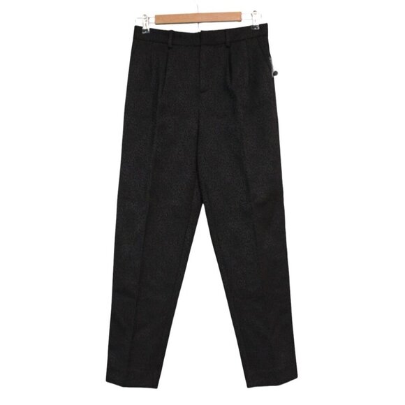 NWT Madewell Dress Pants Size 0 Black Animal Print Pleated Trousers High Rise - Picture 1 of 13